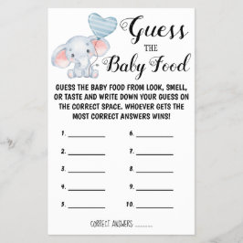Gissa Baby Food | Spelkort för babyvisningsprogram Flygblad