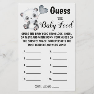 Gissa Baby Food Spelkort för babyvisningsprogram Flygblad