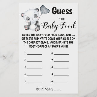 Gissa Baby Food | Spelkort för babyvisningsprogram Flygblad