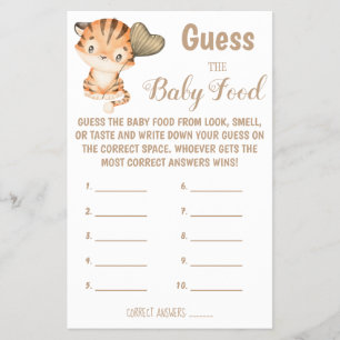 Gissa Baby Food Spelkort för babyvisningsprogram Flygblad