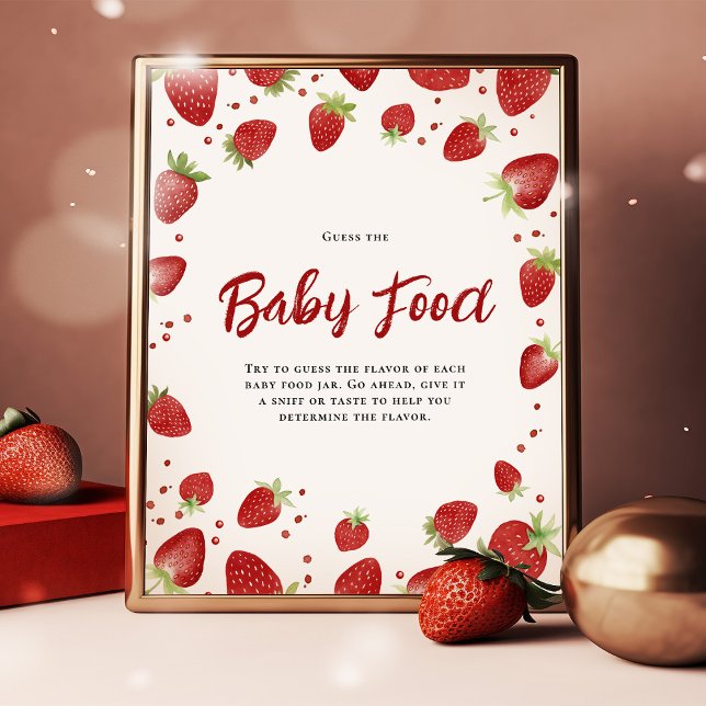 Gissa Baby Food Strawberry Baby Shower-skylten Poster (Skapare uppladdad)