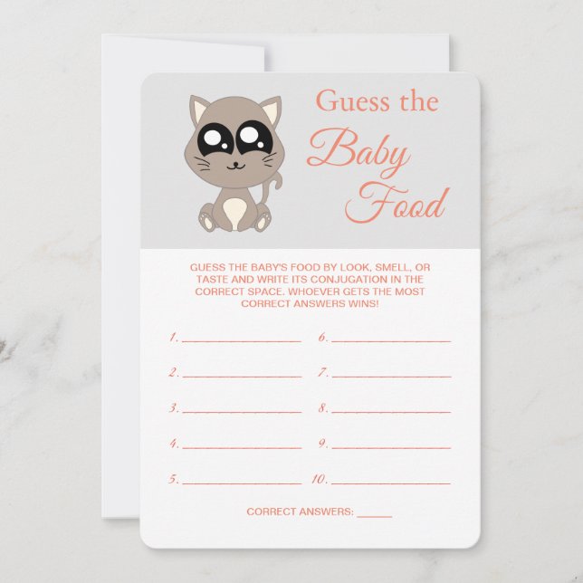 Gissa Baby mat, babyskor, kattspel Inbjudningar (Framsida)