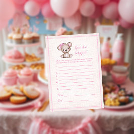 Gissa Baby-spelkortet för Baby Food Cute Girl Bear Inbjudningar