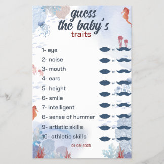 Gissa baby under Sea Baby Shower Flygblad