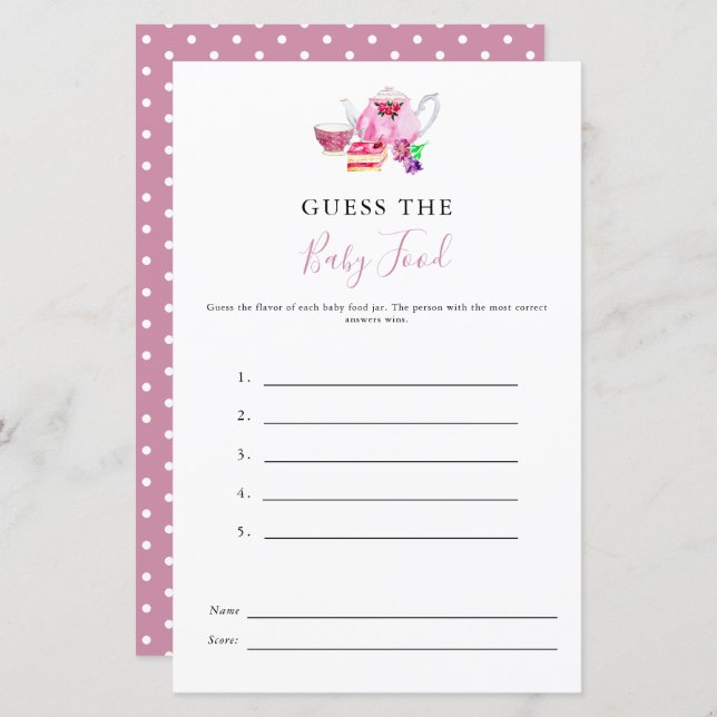 Gissa babymat Bröllopsduschspel Tea Dusty Rose (Fram/baksida)