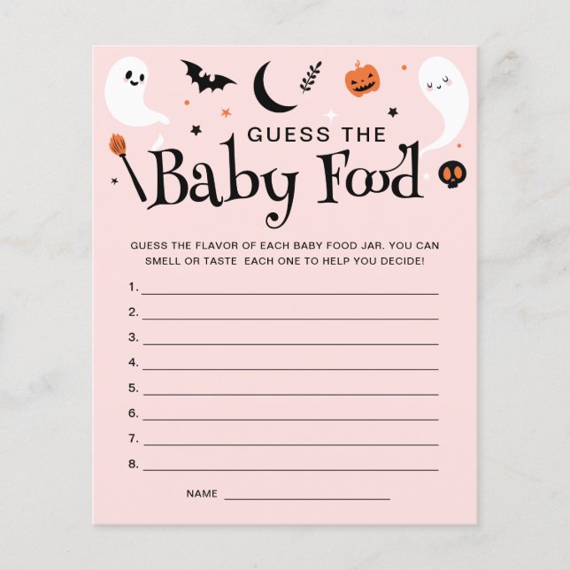 Gissa Babymat Rosa Halloween Baby Shower-spel (Framsida)