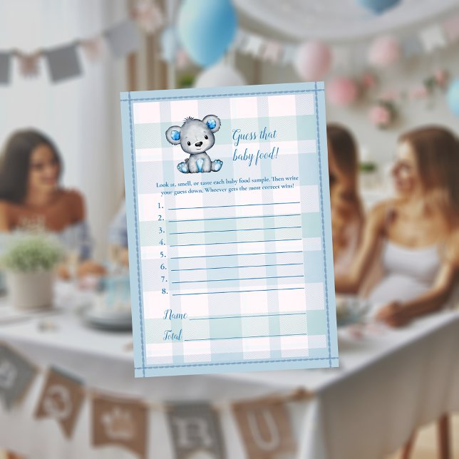 Gissa Babymat Söt Grå Björn Pojke Bebis Shower Lek Inbjudningar (Skapare uppladdad)