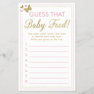 Gissa barnmat Baby Shower-spel Flygblad