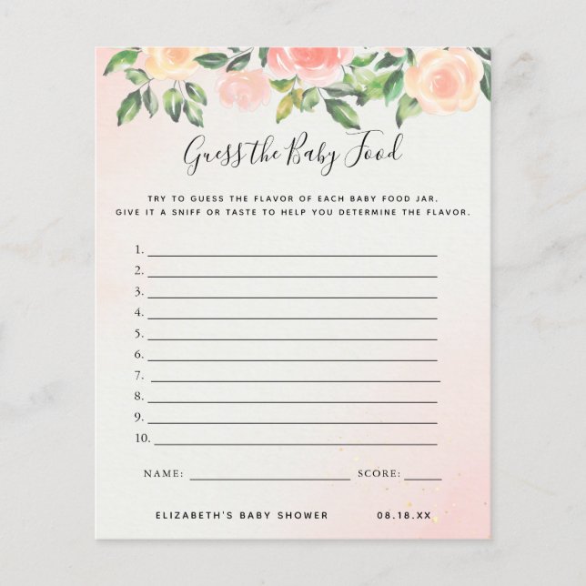 Gissa barnmaten | Baby Shower-spel (Framsida)