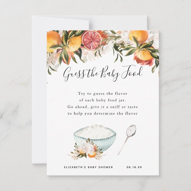 Gissa barnmaten | Baby Shower-spel (Framsida)