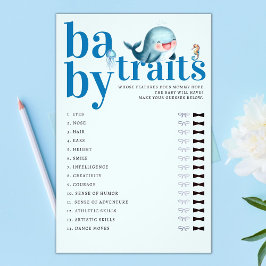 Gissa Bebisens Utseende Baby Shower Lek Rolig Blå  Flygblad