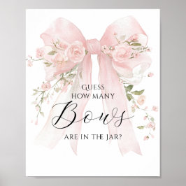 Gissa Blommigt Bow Girl Baby Shower Game Poster