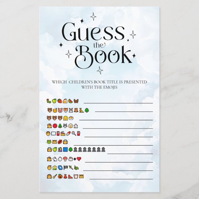 Gissa bok-emojien Heaven Sent Baby Shower-spel (Framsida)