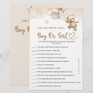Gissa Boy eller Girl Tales Baby Bear Baby Shower
