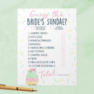Gissa Brides Sundae Ice Cream Shower Game Pack Anteckningsblock
