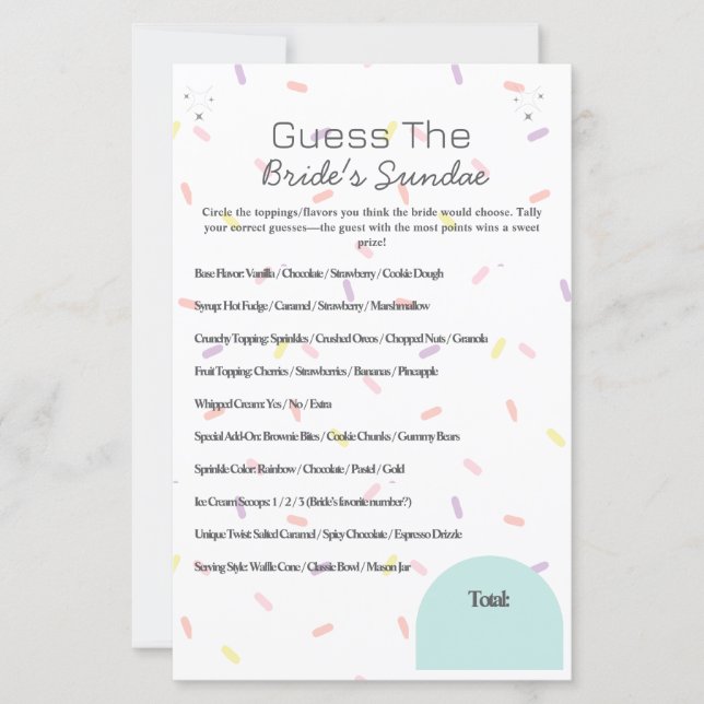 Gissa Brides Sundae-spel (Framsida)