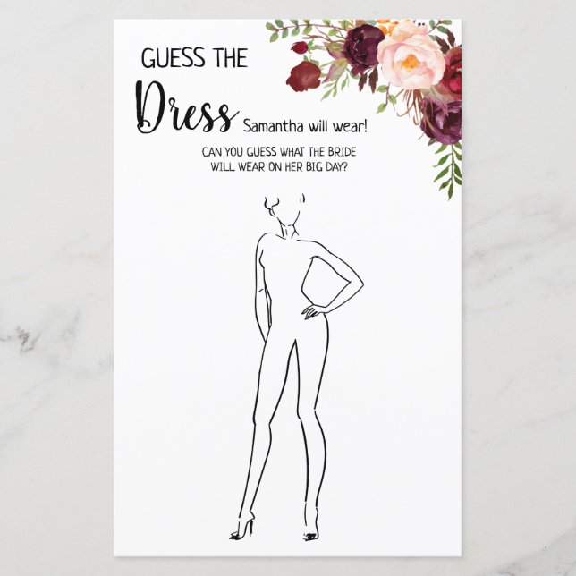 Gissa bröllopsklänningen bröllopsdusch engelska sp (Framsida)
