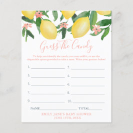 Gissa Candy Lemons Girl Baby Shower Game Card Flygblad