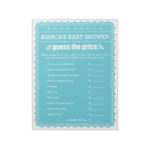 Gissa den Prisa blåa papel Picado Baby Shower Anteckningsblock