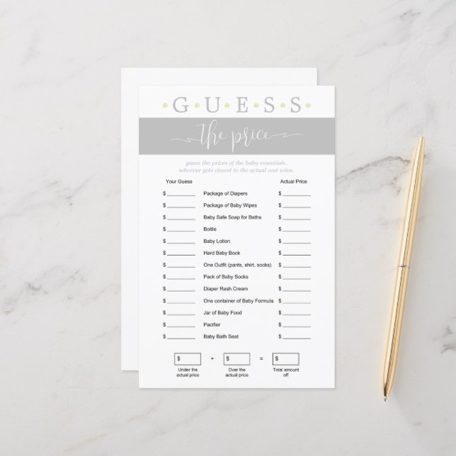 Gissa den Prisa könsuppehållande babyduschen (Fram/Back In Situ)