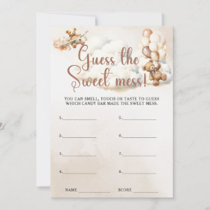 Gissa den söta röjan Baby Shower Lek Söt Björn Inbjudningar