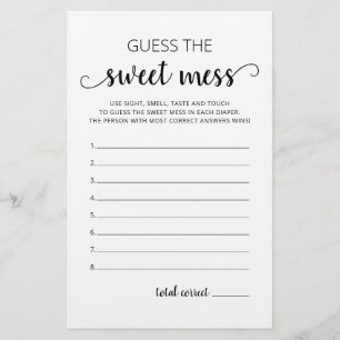 Gissa den söta röra Baby shower Lek
