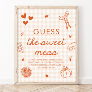 Gissa den söta röra-spelet i höstgingham poster