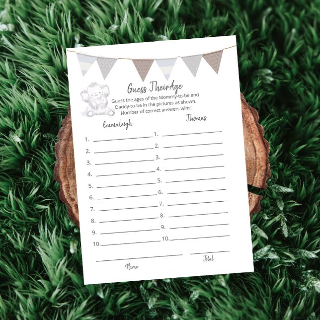 Gissa deras ålderspensionsspel Modern Baby-elefant Program (Skapare uppladdad)