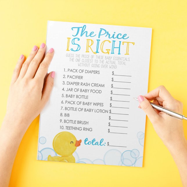 Gissa det Prisa Anka-babyvisaren för Rubber- Anteckningsblock (Guess the Price Watercolor Rubber Duck Baby Shower Game Pack of 40 Answer Sheets)