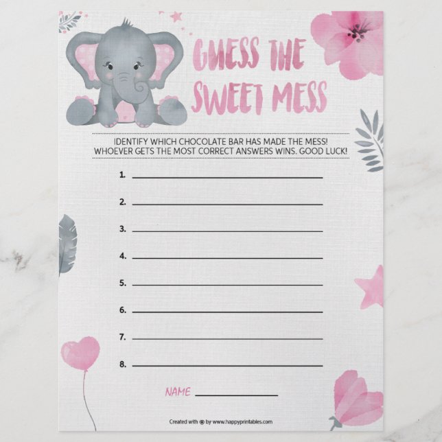 Gissa det svenska  [Baby Elephant [Rosa] Brevhuvud (Framsida)