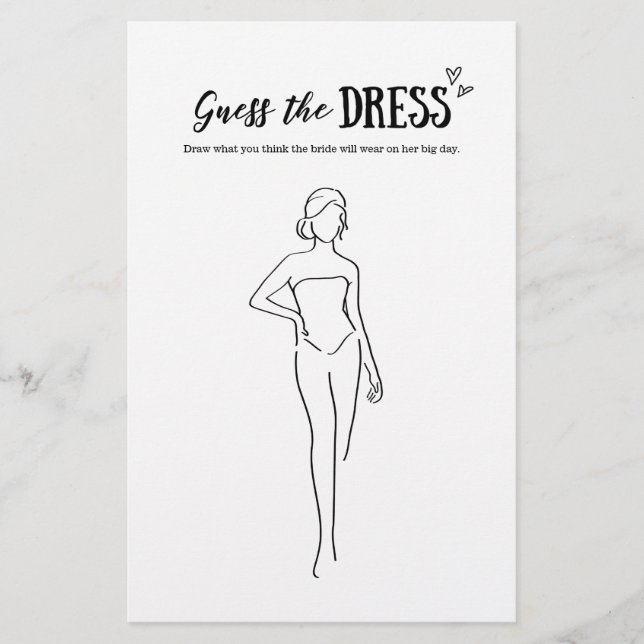 Gissa Dress Game för Bröllop eller Möhippa (Framsida)