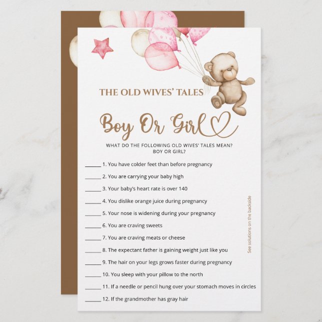 Gissa eller nalle-babydusch (Fram/baksida)