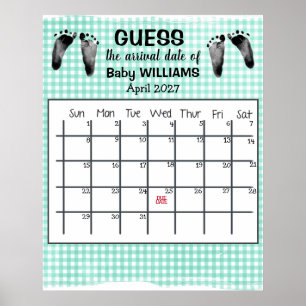 Gissa förfallodatum kalender baby fotavtryck poster