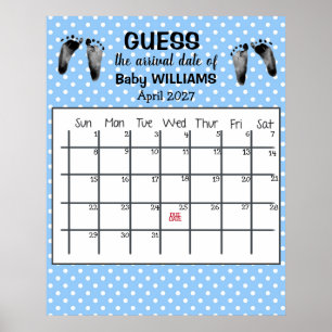 Gissa Förfallodatum Kalender Bebis Fotspår Poster