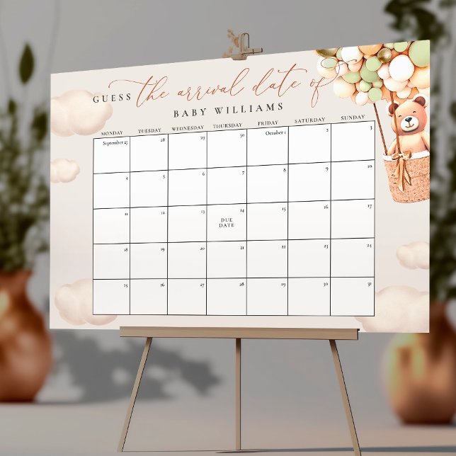 Gissa Förfallodatum Kalender Grön Guld Björn Affis Poster (Skapare uppladdad)