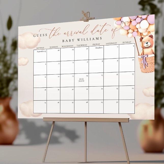 Gissa Förfallodatum Kalender Lavendelbär Poster (Skapare uppladdad)