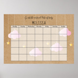Gissa Förlossningsdatum Rustik Rosa Moln Guld Stjä Poster