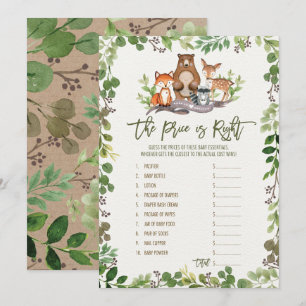 Gissa Högerna Pris Woodland Baby Shower-spel Inbjudningar