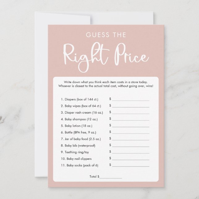 Gissa högernas prisa babyduschspel inbjudningar (Framsida)