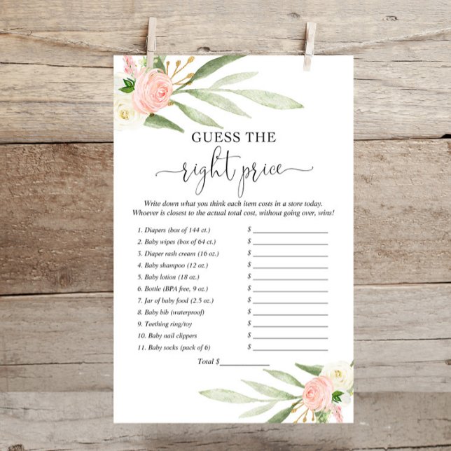 Gissa högernas prisa rosa, greenery-duschspel (Skapare uppladdad)