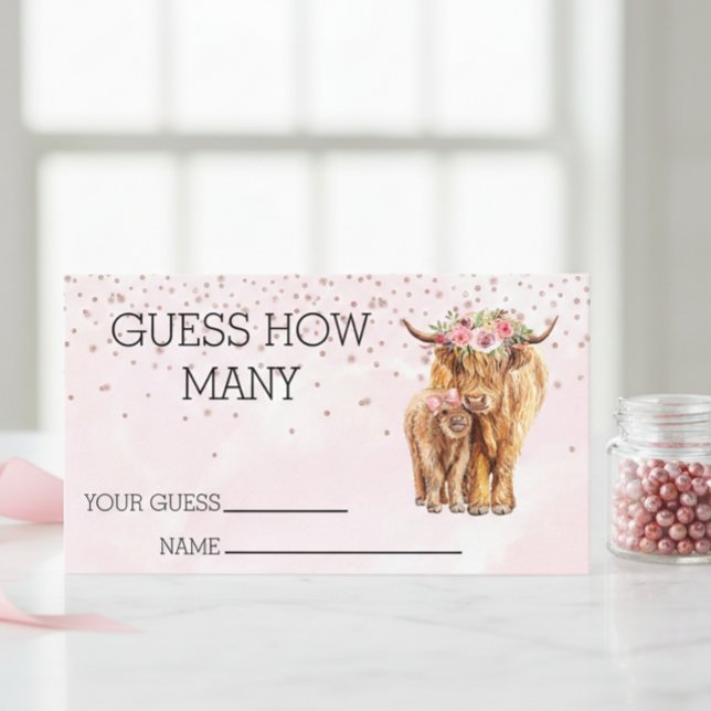 Gissa hur många Baby Shower Highland Cow Spel  Visitkort (Skapare uppladdad)