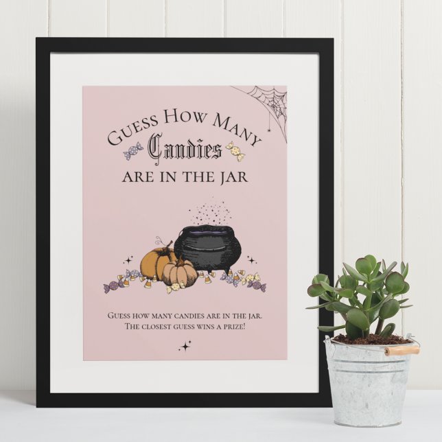 Gissa hur många babybabyskor som spelar poster (Elegant & Whimsical Gothic Baby Shower Game Poster. Frame Not Included. Hand-Drawn Illustrations.)