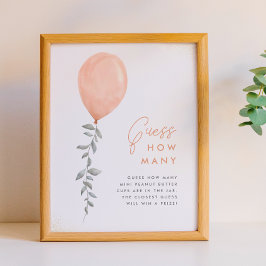 Gissa hur många bebisfestskylt med grönska ballong poster