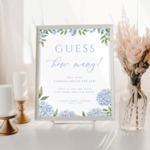 Gissa hur många blå Hydrangea Shower-spel som Post Poster