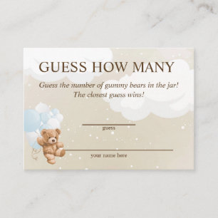 Gissa Hur Många Blå Teddygosedjur Baby Shower-kort Tilläggskort