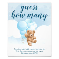 Gissa Hur Många Blå Teddygosedjur Baby Shower Skyl