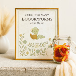 Gissa hur många bokmaskar Storybook Baby Shower Poster