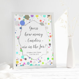 Gissa hur många Candies Multifärgad Baby Shower Poster