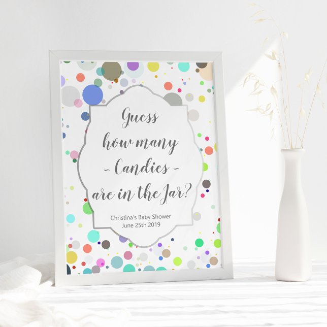 Gissa hur många Candies Multifärgad Baby Shower Poster (Skapare uppladdad)