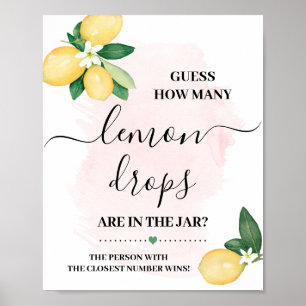 Gissa hur många citron droppar Rosa duschspelskylt Poster